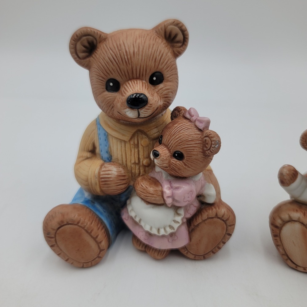 Vintage Homco Porcelain Teddy Bear Family Figurines Set of 2 Model 1444 - Picture 2 of 4